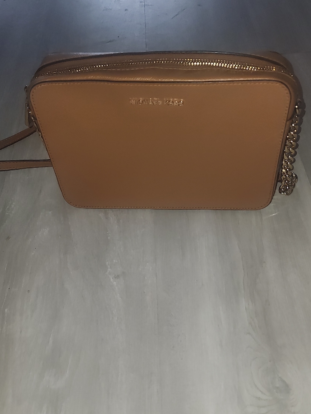 Michael Kors Camel Leather Crossbody with Gold Chain